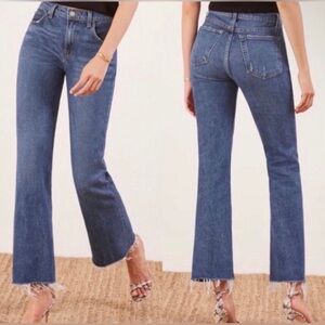 Reformation Cropped Flood Kasai Raw Hem Jeans , size 27